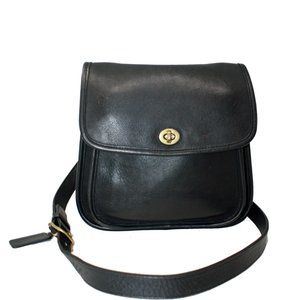 Vintage Coach XL Side Pack 9979 in Black Leather, 90's Crossbody, Made in USA